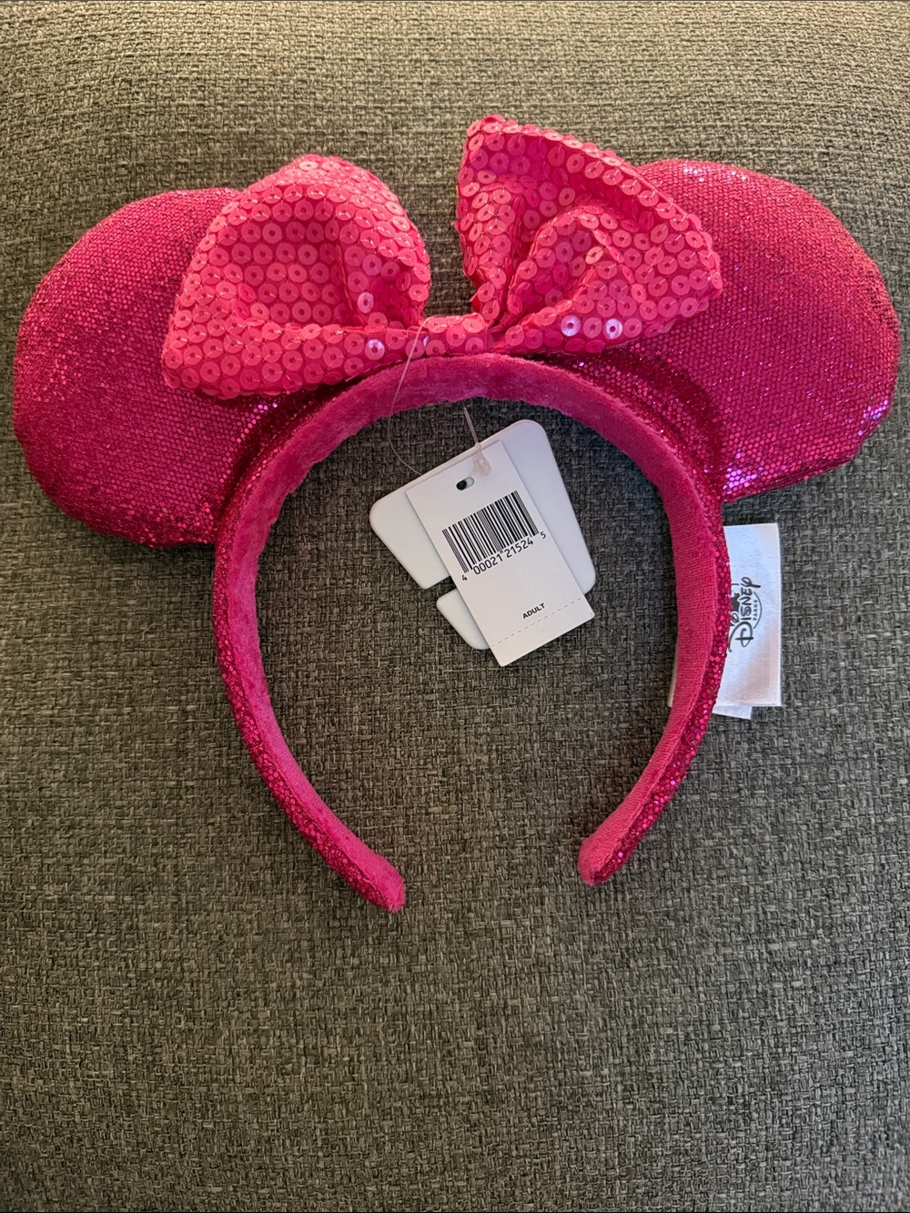 Disney Hot Pink Sequin Minnie Mouse Ear Headband with Bow